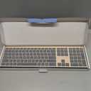 Wireless Keyboard and Mouse, Vssoplor 2.4GHz Rechargeable Compact Quiet Full-Size Keyboard and Mouse Combo with Nano USB Receiver for Windows, Laptop, PC, Notebook-Black Gold