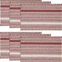 Artoid Mode Red Farmhouse Woven Braided Stripe Placemats Set of 6,12x18 Inch Seasonal Holiday Table Mats Party Kitchen Dining Decoration