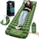 Sleeping Pad for Camping, 4in Thickness Inflatable Sleeping Mat with Adjustable Pillow & Built-in Foot Pump,Lightweight Camping Air Mattress with Waterproof Nylon for Hiking,Traveling-Green (Twin)