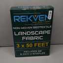 Non Woven Geotextile Landscape Fabric - 3 x 50 Feet - French Drain Dry Well Underlayment and Weed Barrier Fabric - Heavy Duty Ground Cover and Drainage for Garden - Includes 30 Landscaping Staples