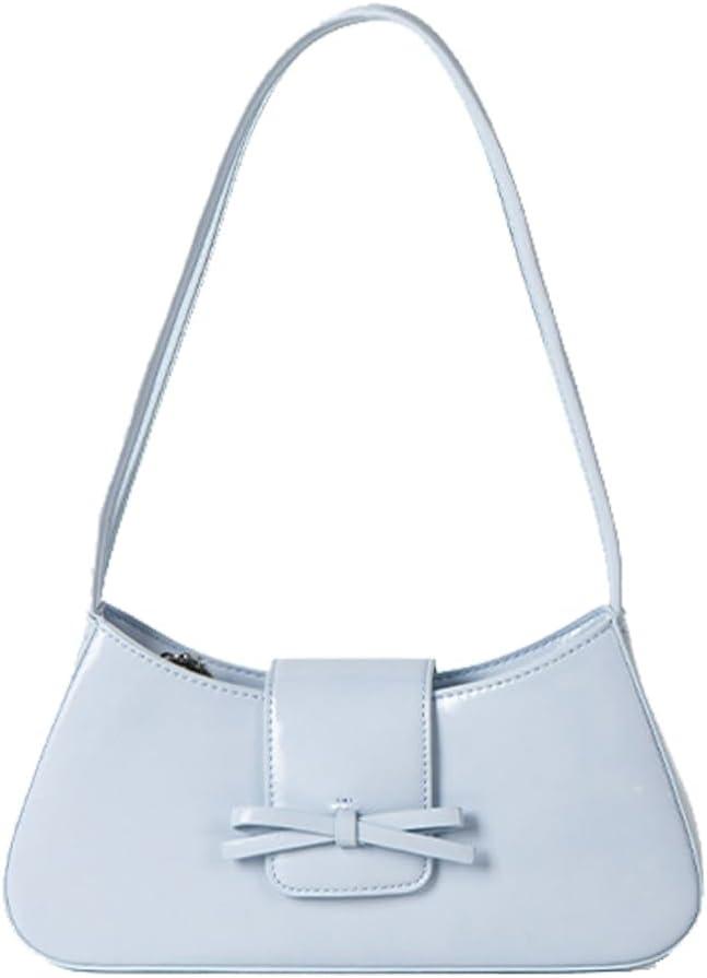 KAMEILONG Trendy Red Shoulder Bag for Women Patent Leather Hobo Handbags Y2K Purses Clutch Bag Cute Bow Purse