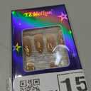 Medium Almond Press on Nails - Pink Glossy Fake Nails with 3D Gold Line Design, Acrylic Nails with Stiletto Design, Reusable Full Cover Glue-On for Women, French Manicure False Nails - Gift (24 Pcs (Pack of 1))