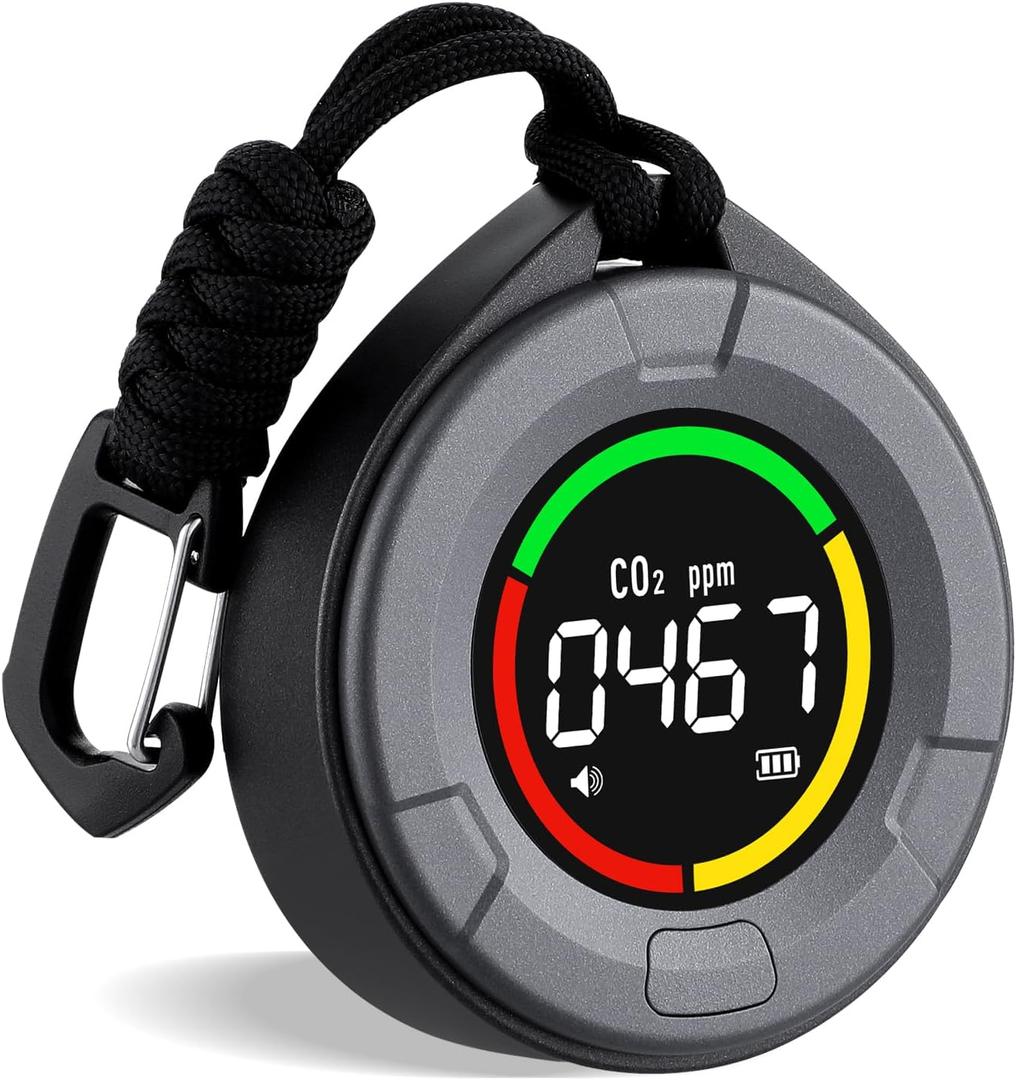 INKBIRDPLUS Portable CO2 Detector, Mini Indoor CO2 Monitor, NDIR Sensor with Full Color LCD, for Home, Office, Travel (PTH-10C)