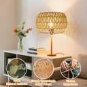 Hanging Light Lamp Shades Boho Rattan Lamp Shades, Woven LampShades for Floor Lamps Rattan Pendant Lights Boho Lamp Ceiling Light, Table Lamps, Plug in Pendant Light, 12.6 Inch-Drum Shade