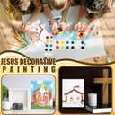 Affrolling 28 Set Nativity Scene Pre Drawn Canvas for Painting Jesus Pre Printed Stretched Canvas with Paints and Brushes for Kids Adults Christian Painting DIY Christmas Party Gift(8 x 10 Inch)