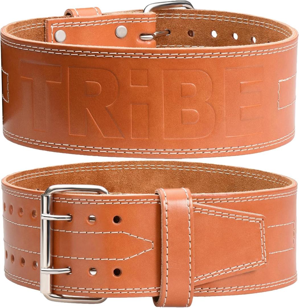 5MM PREMIUM Weight Lifting Belt - 100% Genuine LEATHER - COMFORTABLE Squat & Deadlift Belt for Strength Training - Gym Belt for Men & Women (Large (Belly 34" - 41"))