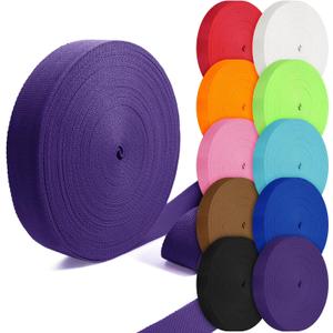 Cotton Webbing 1 inch 1.5 inch 2 inch Webbing Tote Strap Canvas Straps for Bags, 10 25 50 3.3 Yards Cotton Polyester Webbing (Purple)
