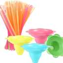 Boao 200 Pcs 8oz Colorful Flower Snow Cone Cup with Spoon Straw Flower Shaped Plastic Leakproof Shaved Ice Cream Bowl Reusable Snack Cups for Kid Birthday Hawaii Party Supplies, Easy Grip
