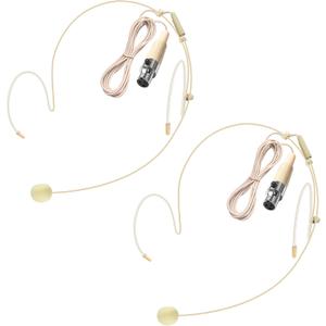 2 Pack Double Earset Headset Microphone Mini XLR Mic 3 Pin TA3F Plug Headworn Over Ear Hanging Condenser Mic in Ear Back Electric Microphone for AKG Samson,Windscreen