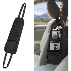 QUICTO Car Seat Storage Hanging Bag, Multi-Pocket Seat Side Organizer, Car Multifunctional Storage Mesh Net Pocket, Can Hold Mobile Phone, Wallet, Glasses, Suitable for Cars, SUVs, Trucks