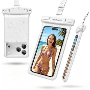wellhouse Waterproof Phone Pouch, Waterproof Phone Case for iPhone 16 15 14 13 12 Pro Max XS Samsung, IPX8 3D Cellphone Dry Bag Beach Essentials (1 Pack - White7.0, 7 inch)
