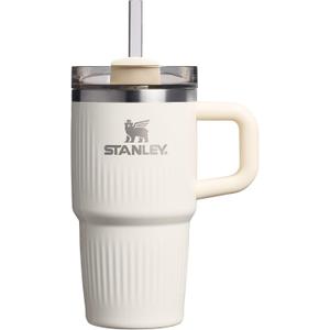 STANLEY Quencher H2.0 Tumbler with Handle and Straw 20 oz | Flowstate 3-Position Lid | Cup Holder Compatible for Travel | Insulated Stainless Steel Cup | BPA-Free | Fluted Cream Gloss