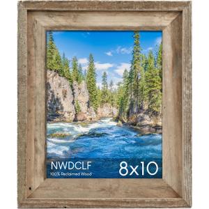 Rustic 8x10 Picture Frame, Reclaimed Barnwood Photo Frame with Real Glass, Distressed Natural Wood Frame for Wall and Tabletop Display, Farmhouse Country Home Office Cabin Dcor