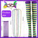 SATINIOR 6 Pcs Mardi Gras Outfit for Women Mardi Gras Costume Purple Sequin T-Shirt Skirt with Feather Mask Beads Necklaces (XXL)