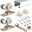 Pocket Door Commercial Grade Hanger with 48'' Aluminum Track, Fits Johnson Part #1125 & Upgrades #1500 Hardware Kit, 1" Nylon Ball Bearing, 1-1/4" C.T.C, Min. 1" Thick Doors New Building