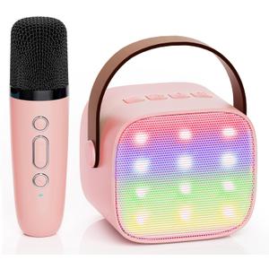 YLL Karaoke Machine for Kids Adults, Portable Mini Bluetooth Speaker with Wireless Microphone, Most Popular Birthday Gifts Toys for Girls 3, 4, 5, 6, 7, 8, 9, 10, 11, 12+Year Old (Lightpink 1 Mic) (P-ink 1 Mic)