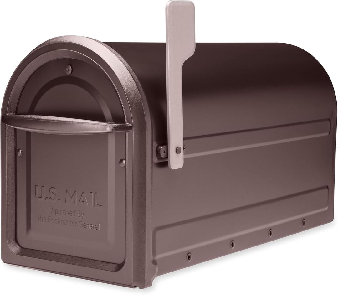 Architectural Mailboxes Mapleton Heavy Duty Steel Metal Post Mounted Mail Box for Outside, Rubbed Bronze, Large Curbside Mailbox with Magnetic Latch