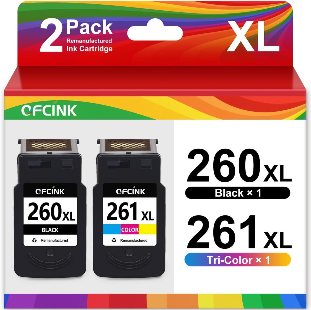 PG-260 XL CL-261 XL Compatible for Canon 260 and 261 Ink Cartridges PG-260 CL-261 260XL 261XL for Canon Printer Ink 260 and 261 Combo Pack for Canon PIXMA TS6420a TR7020a TS6420 TS5320 TR7020 Printer
