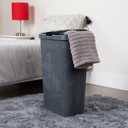 Mind Reader Slim Laundry Hamper with Lid, 40L Clothes Basket, Narrow Tapered Design with Ventilated Cutout Pattern, Plastic, Set of 2, Gray