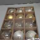 12PCS Clear Glitter Christmas Ball Ornaments, 3.15" Champagne Gold Sequin Christmas Decoration Set, Large Hanging Ornaments for Xmas Tree, Wedding, Holiday, Party