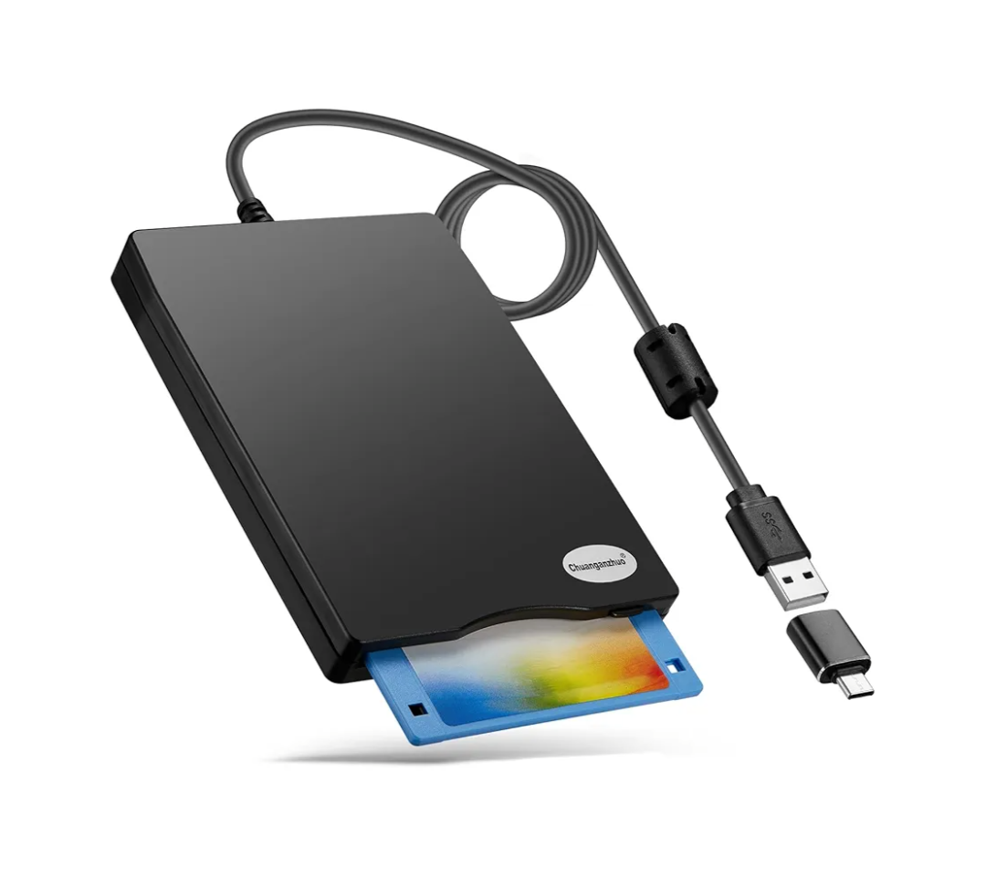 Floppy Disk Reader, 3.5 inch 1.44mb External USB Type A/C Floppy Disk Drive for PC, Laptop and Desktop Compatible with Windows 11/10/8/7/2000/XP, Not Compatible With Mac and Chrome, Black