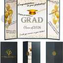 2 x Black Gold Graduation Signature Book, 3-Panel Class of 2026 Graduation Party Guest Book for Graduation Party Decorations High School College Graduations Decor for Him Her