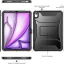 Soke Case for iPad Air 11-inch M3/M2 (2025/2024), iPad Air 5th/4th Generation 10.9-inch (2022/2020), with Built-in Screen Protector and Kickstand, Rugged Full Body Protective Cover - Black