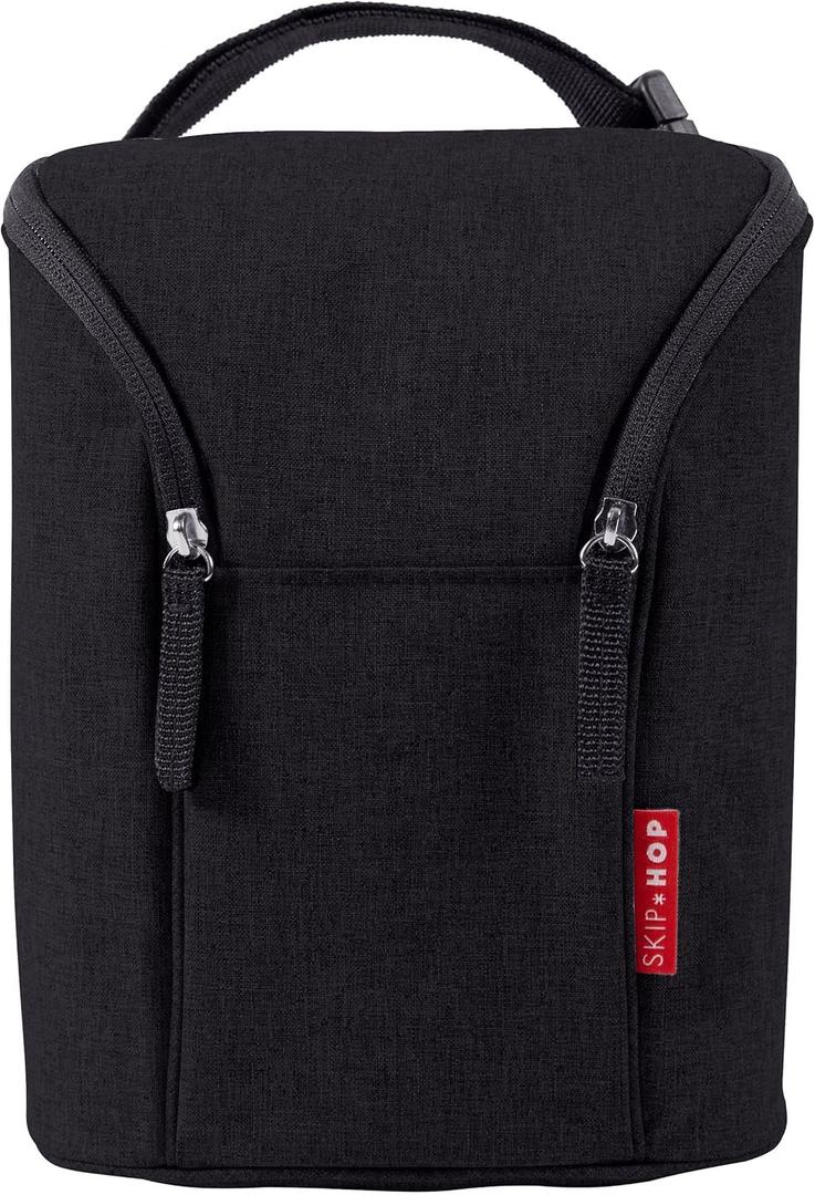 Skip Hop Baby Breastmilk Cooler Insulated Bottle Bag, Grab & Go, Chevron (1 Count (Pack of 1), Black)