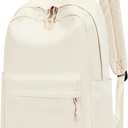 Bluboon School Backpack for Teen Girls Women Laptop Backpack College Bookbags Middle School Travel Work Commuter Back Pack(Solid Beige)