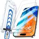 + Military-Grade Tempered Glass for iPhone 16 Pro Max Screen Protector [  &  ] Shatterproof Uncrackable, Easy Install, Bubble Free, 2 Pack (Clear)