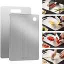 316L Stainless Steel Cutting Boards for kitchen, Katuchef Stainless Steel Chopping Board Non Toxic Food Grade Double Sided Dishwasher Safe Metal Cutting Board Meat Fruit Vegetables(1PC-XL 11x15.5in)