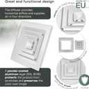 Vent Systems 9 x 9 Inch (Neck Size) Square Ceiling Diffuser - Aluminum Air Vent Cover for Drop Ceiling - Air Deflector for Ceiling Vent, HVAC Air Supply, 4-Way Airflow - Fits Plenum Ceiling Box & AC