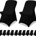 Black Chair Covers Stretch Folding Chair Covers Universal Spandex Fitted Chair Slipcovers for Wedding Dining Party Banquet Holidays Celebration Trade Show Craft Show Decoration (12 Pack)