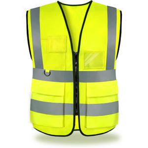 ANDANDA High Visibility Reflective Vest with with 2 Functional Pockets&Multi-scene Use Reflective Vest, Fluorescent yellow, M(1 pack) (M)