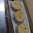 LemonRoad 4 Pcs Christmas Glass Cup Gift Holiday Christmas Iced Coffee Cup with Tree Cake Iced 18oz Xmas Tumbler Tree Glass with Lid Straw Reusable Beer Can Drinking Coffee Cup for Holiday Party Home