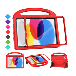 SUPLIK Kids Case for iPad A16 11-Inch 2025 (11th Gen) & iPad 10th Generation (10.9" 2022), Durable Shockproof Stand Cover with Screen Protector/Pencil Holder/Handle for Kids, Red