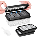 Ice Cube Tray with Lid and Bin, PHINOX 56 pcs Ice Trays for Freezer, Ice Cube Trays for Freezer with 2 trays, Container, Lid & Ice Scoop, BPA Free