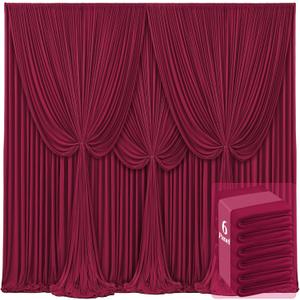 6 Panels Burgundy Backdrop Curtains for Wedding Party Wrinkle Free Backdrops Curtain Drapes Fabric Decorations Maroon Photo Back Drop for Baby Shower Photography Stage Reception 30ft(W) x 12ft(H)