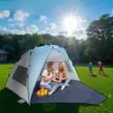 Pop Up Beach Tent Sun Shelter, Pop Up Beach Tent 94.5 x 55.1 x 51.1 inches, 3-4 Person, Blue, with Storage Bag