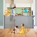 Hardware Mount Retractable Baby Gates for Stairs with Auto-Lock,33" Tall,Extends up to 71" Wide Mesh Double Lock Safety Baby Dog Pet Cat Gate for Doorways,Child Gate for Hallways Kitchen Indoor Grey