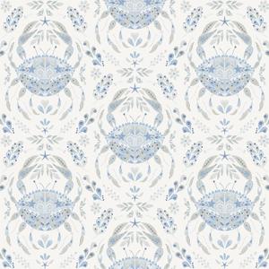 NuWallpaper by WallPops Blue Shellby Peel & Stick Wallpaper, 20.5 in. wide, 216 in. long, 0.025 in. high