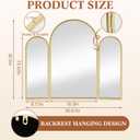 Wonderjune Trifold Vanity Mirrors 3 Way, 30 x 37 in Adjustable Arch Trifold Mirror for Bathroom Bedroom, Decorative Folding 3 Sided Mirror Wall Mounted for Braiding Hair Makeup(Gold)