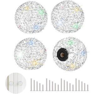 SAVORI Cabinet Knob Crystal Dresser Cupboard Drawer Wardrobe Door Knobs Bling Round Pull Handle with Screws for Home Kitchen Bathroom Office 4PCS (White)