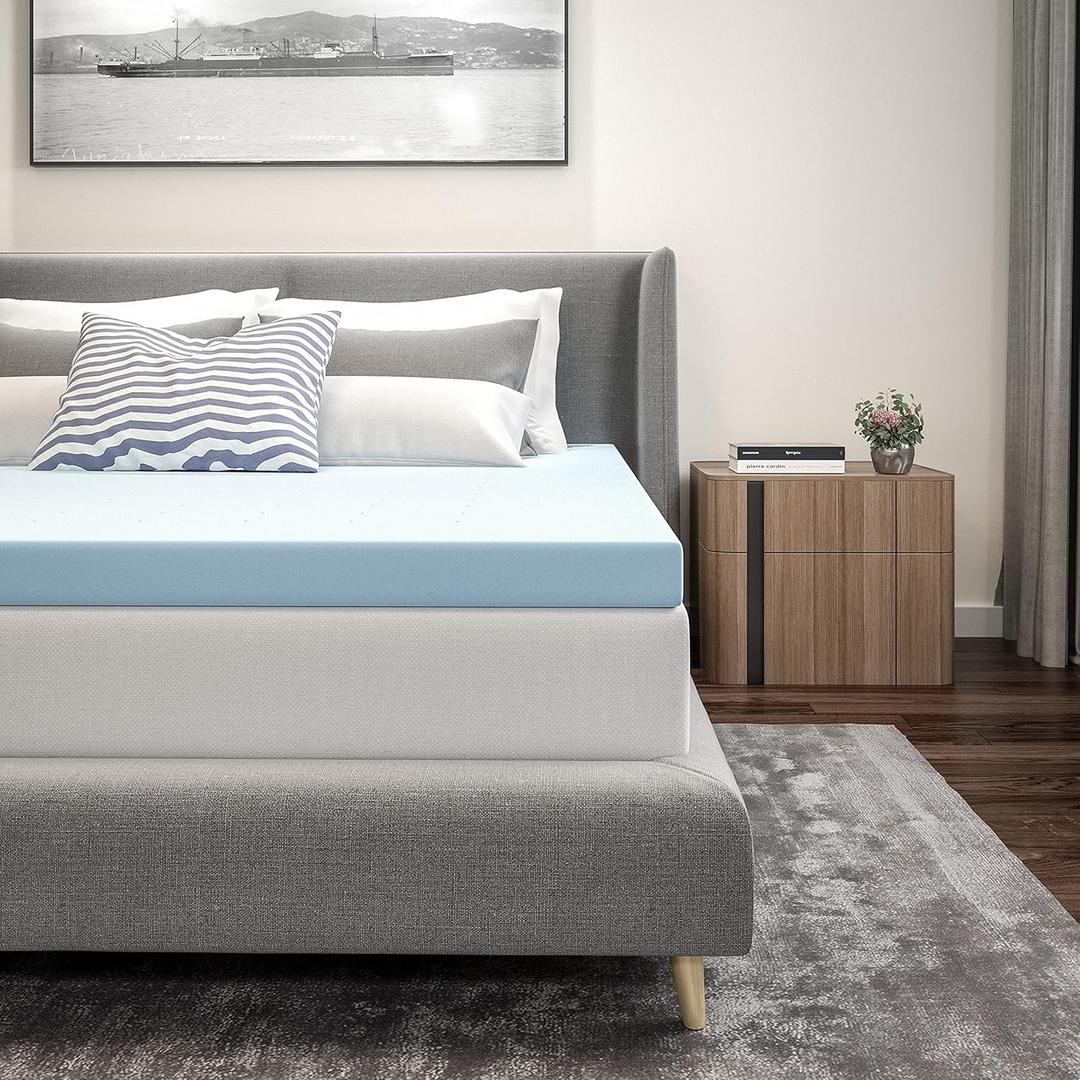 Flash Furniture Capri Comfortable Sleep 3 inch Cool Gel Memory Foam Mattress Topper - Queen Blue 
