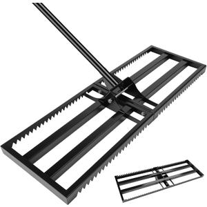 30x10 Heavy Duty Stainless Steel Lawn Leveling Rake with Serrated Edge & Adjustable Handle - Perfect for Grass, Soil Leveling, Golf Field Maintenance & Debris Cleaning