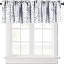 JESTRONRY Teal Grey Leaf Window Valance Curtain, Farmhouse Spring Summer Blue Gray Window Treatment Valances for Bedroom Kitchen Dining Room Decor with Rod Pocket 54x18in