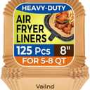 Air Fryer Paper Liners, 125Pcs Parchment Paper, Air Fryer Liners Disposable for Microwave, Non-Stick Air Fryer Liner Square Free of Bleach (8IN)