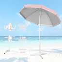 6.5ft Portable Beach Umbrellas for Sand Beach UV 50+ Umbrella with Tilt & Steel Pole, Protection with Heavy Duty Anchor, Patio Umbrella with Carry Bag