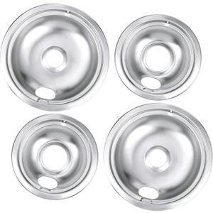 New Drip Pan Burner Stove Top Chrome Drip Pan, Stove Drip Pans Replacement Compatible for Most Plug-in Electric Ranges Whirlpool Frigidaire Kenmore include 2 * 6in and 2 * 8in