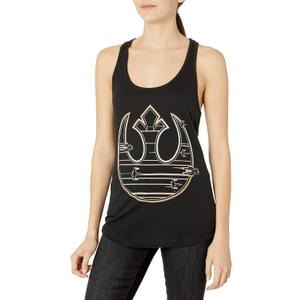 Star Wars Women's Gold Rebel Logo Race Top (2X, Black)